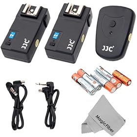 Wireless Camera Flash Trigger Includes: 1 Transmitter. 2 Receivers and 2 PC Sync Cords - For Canon. Nikon. Olympus. Pentax. Sigma. Vivitar. Metz. Bower And Phoenix Flashguns + MagicFiber Microfiber Cleaning Cloth