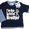Dirty Fingers - I'm the Little Brother - Baby Clothing, Layered Skater Top, Dusty & Pale Blue, 3/6 months