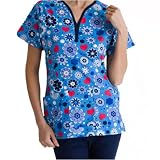 Dickies Medical Uniforms Y-Neck Print W/Self Piping Scrub