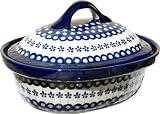 Polish Pottery Oval Casserole Dish with Lid 1158-166A