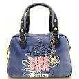 Juicy Couture Bright Lights Ink Blue Glitter Glam Large Satchel Bag