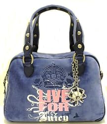 Juicy Couture Bright Lights Ink Blue Glitter Glam Large Satchel Bag