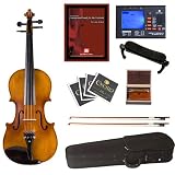 Cecilio CVN-500 Antique Flamed Ebony Violin+Tuner, 2 Bows, Shoulder Rest, Extra Strings & Lesson Book in 4/4 (Full Size)