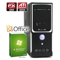 Leiser PC - CSL Sprint H5921 (Quad) - Multimedia QuadCore! PC-System mit AMD FX-Series FX-4100 4x 3600 MHz, 1000GB SATA, 8192MB DDR3, ASUS Mainboard, Radeon HD 5450 2048MB, DVD-RW, CardReader, 7.1 Sound, GigLAN, Windows 7 Home Premium, Office 2010