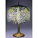 Blue Wisteria Tiffany Style Table Lamp with Tree Trunk Base