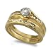 9ct Yellow Gold Ladies 2 Piece Diamond Ring Set, Set with 0.2ct of Diamonds Size - O