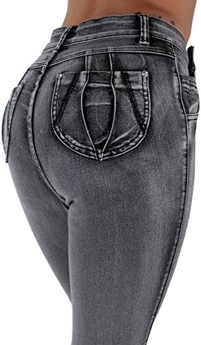 DSJ1664 -Super High Rise, Butt Lift, Designed Stretch Skinny Jeans in Washed Grey Size 11