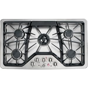 GE Cafe CGP650SETSS 36 Gas Cooktop 5 Sealed Burners, 20,000 BTU Tri-Ring Burner, Precise Simmer