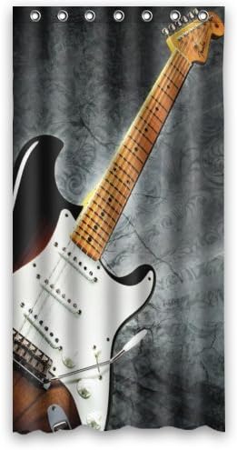 Shower Curtain Artistic Designer from Mr Kill Designs Stylish, Decorative, Unique, Cool, Fun, Funky Bathroom - 36"(Width)x 72"(Height) Guitars Music