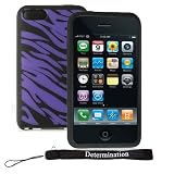 Apple iPod Touch 8GB 32GB 64GB 3rd Generation iTouch Zebra Skin Case Cover Protector Purple and Black Zebra + includes a 4-inch eBigvalue (TM) Determination Hand Strap