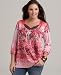Style&co. Plus Size Tunic, Three Quarter Sleeve Printed Embellished Neckline