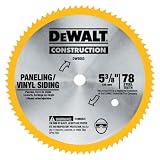 DEWALT DW9053 5-3/8-Inch 80 Tooth Paneling and Vinyl Cutting Steel Saw Blade with 5/8-Inch Arbor