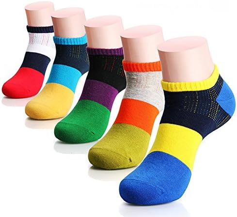 Men Low Cut Cotton No Show Colored Athletic Ankle Socks 5-pairs