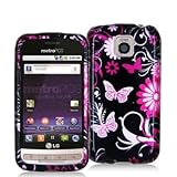 Pink Butterfly Flowers Design Crystal Hard Skin Case Cover for LG Optimus M ....