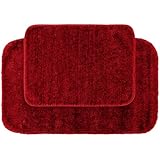 Garland Rug 2-Piece Traditional Nylon Washable Bathroom Rug Set, Chili Pepper Red