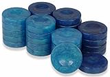 Mother of Pearl Design Backgammon Chips in Blue &amp; Light Blue - 1.75"