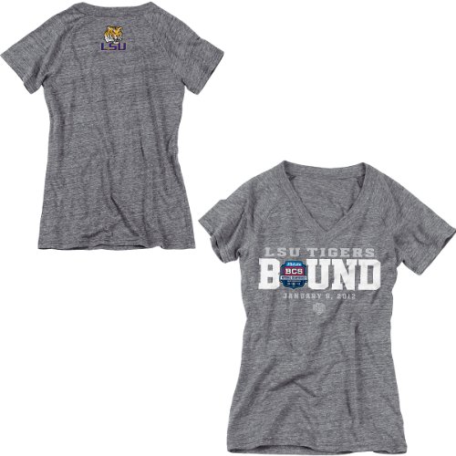 adidas LSU Tigers Women's ESPN BCS National Championship Bowl Bound Tri-Blend V-Neck T-Shirt Medium