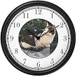 Black & White Cat (JP6) Wall Clock by WatchBuddy Timepieces (Hunter Green Frame)