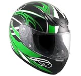 Advance HAWK Green with White Graphics on Black Glossy Full Face Motorcycle Helmet