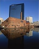 Photographic Prints of Architectural contrast between the Glass Works and the Hyatt Hotel behind, from from Robert Harding