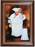 IMAGE OF Yosemite Home Decor 34 by 30-Inch Entree Serving Chef Framed Hand Painted Traditional Oil Artwork, Figurative Cuisine