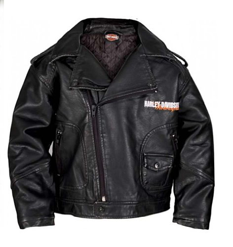Harley-Davidson Little Boys' Upwing Eagle Biker Pleather Jacket Blk 0386074 (6)