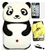 BUKIT CELL 3D Black Panda Silicone Case for iPod Touch 4TH Generation[Bundle - 4 Items: Case, Bukit Cell Cleaning Cloth, Screen Protector and Metallic Stylus Touch Pen ]