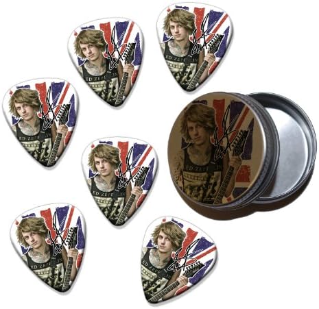 Ben Bruce Asking Alexandria 6 X Celluloid Guitar Pick in Tin ( Flag Design )