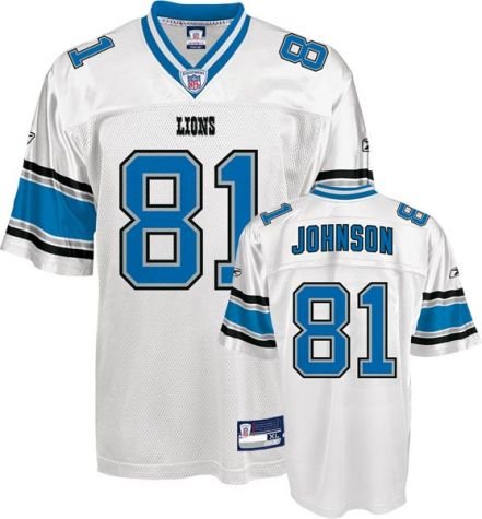 Calvin Johnson Jersey: Reebok White Replica #81 Detroit Lions Jersey - X-Large