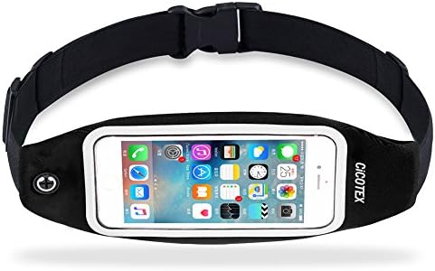 CiCOTEX Running Belt Waist Pack for iPhone 6, 6S, 6 Plus, 6S Plus, Samsung Galaxy S5, S6, S7,Edge, Note 3, 4, 5, LG G3 G4 G5 with Transparent Touch Screen Window - Runners Belt (Black, 4.7 inches)