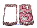 Premium Luxurious Designer Hard Diamond Crystal Snap-on Case for Blackberry Curve 8330 Case - Pink with Large Silver Hearts Diamond/KSLH