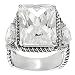 Tressa Silvertone Emerald and Round-cut Cubic Zirconia Rope-style Ring
