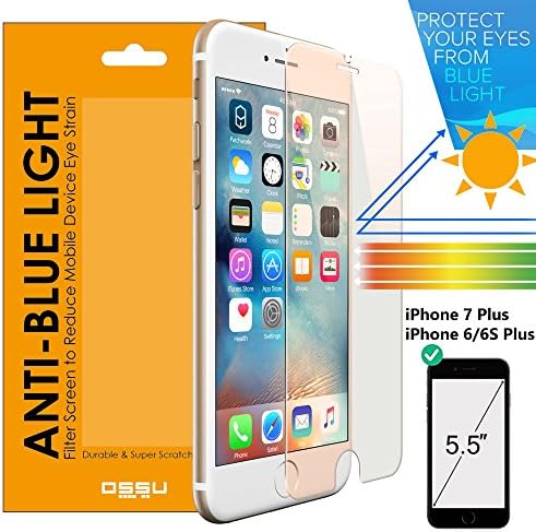 iPhone 7 Plus 6S/6 Plus Anti-Blue Light Screen Protector, OSSU, Block 88% Harmful Blue Light, Orange Color is the Best Color for Eye Protection - iPhone 6/6S Plus, iPhone 7 Plus (5.5")
