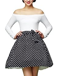 Polka Dot Print Vintage Long Sleeves Off the Shoulder  Dress