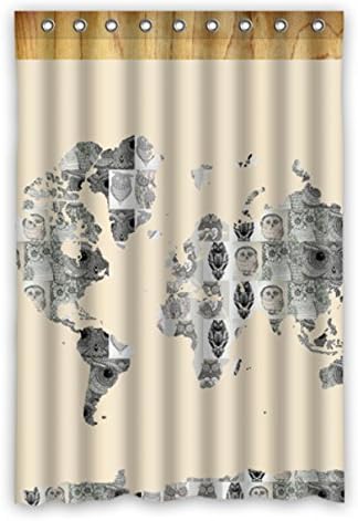 Custom Polyester Shower Curtain 48" x 72" World maps painted