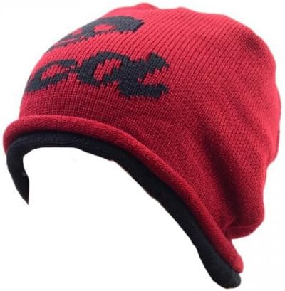 Elaineaccessories Thick Skull Letter Winter Warm Skull Beanie Cap Ski Hat (red)