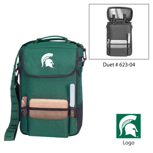 Michigan State University Duet Wine Tote - Hunter Green Digital Print