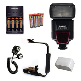 Sigma EF-530 DG Super High-Power Electronic Flash Kit with Camera-Flip Bracket, TTL Cord, Batteries & Diffuser for Canon EOS 1D, 5D, 7D, 10D, 20D, 30D, 40D, 50D, Rebel XT, XTi, XS, XSi, & T1i Digital SLR Cameras