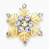 Pugster Clear Crystal Fine Snowflake Golden Brooch