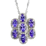 1.89 Ct Genuine Oval Tanzanite 925 Sterling Silver Pendant With 18" Chain