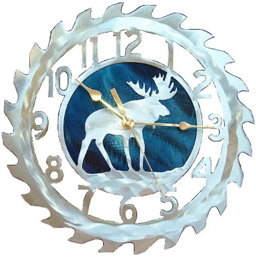 Saw Blade Clock with Moose (18 inch)