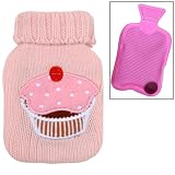 Mini Gel Pack Hand Warmer And Pink Sweater Style Cover With Cup Cake Design