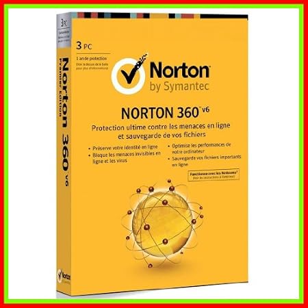 Norton 360 V6 en boite - (3 postes, 1 an) - version française - compatible XP / Vista / Seven / 7 - Permet la mise à jour vers la version 7 après installation de la version 6 sur le PC