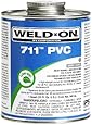 Weld-On 10123 Gray 711 Heavy-Bodied PVC Professional Industrial-Grade Cement, Medium-Setting, Low-VOC, 1/2 pint Can with Applicator Cap