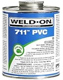 Weld-On 10123 Gray 711 Heavy-Bodied PVC Professional Industrial-Grade Cement, Medium-Setting, Low-VOC, 1/2 pint Can with Applicator Cap