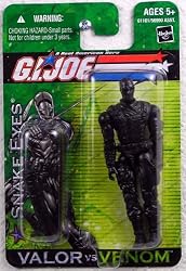 G.I. Joe A Real American Hero Valor Versus Venom 4 Inch Action Figure - Snake Eyes with Ninja Sword and Sheath Plus Sub Machine Gun