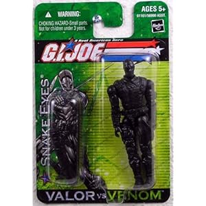 G.I. Joe A Real American Hero Valor Versus Venom 4 Inch Action FigureSnake Eyes with Ninja Sword and Sheath Plus Sub Machine Gun