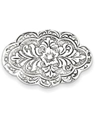 Sterling Silver Antiqued Scalloped Oval Pin, Best Quality Free Gift Box Satisfaction Guaranteed