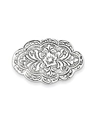 Sterling Silver Antiqued Scalloped Oval Pin