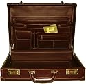 Leather Attache Case with Capped Corner 4" by Passage2 - Brown